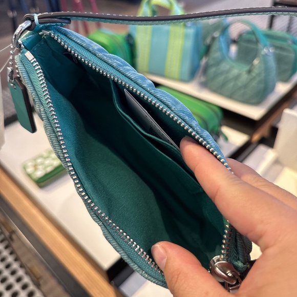 NWT! Coach CBK58 Nolita 19 Quilted Denim Small Handbag Clutch Chalk Ivy Green - Picture 6 of 7